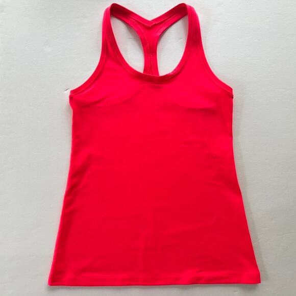 Lululemon Cool Racerback Tank Top Electric Coral Neon Size 10 Luon Yoga Gym - Picture 2 of 4